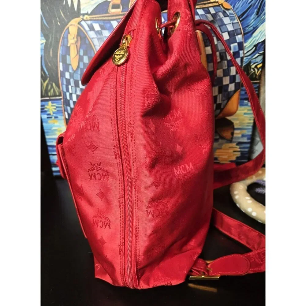 MCM - Red Nylon Backpack - EUC